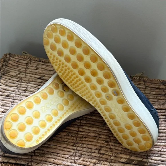 ECCO Men's Navy Leather Sneakers - Picture 7 of 9